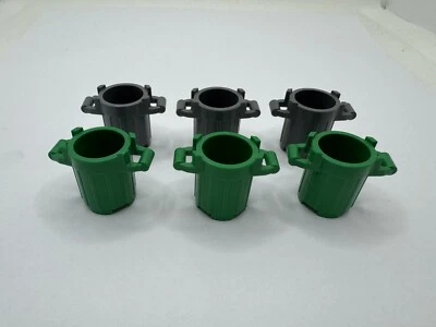(6) LEGO Garbage Trash Can Container Lot- Green & Gray - Image 1 of 3