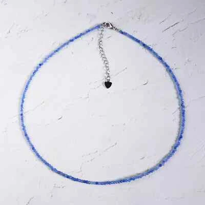 Blue Aventurine Tiny 2mm Beaded Choker Healing Dainty Women Crystal Necklace - Image 1 of 4