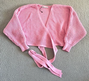 Cárdigan Zara Mujer Rosa Envolvente Suéter Talla Mediana Grueso Ballet Blogger Favorito - Imagen 1 de 22
