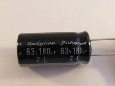 10 Stück - Rubycon Capacitor Elko radial 180µF 63V 105° RM 5mm - AE29/5487 10pcs - Bild 1 von 4