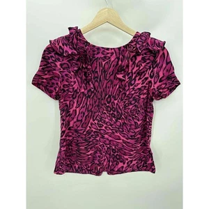 Juicy Couture rosa Animal Print Kurzarm Seide Bluse Damen Größe 2 - Bild 1 von 8