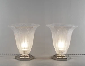 Pierre d'Avesn LORRAIN DAUM : a pair of French 1930 ART DECO lamps ........ lamp - Picture 1 of 12
