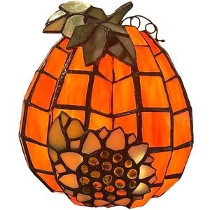 L10977 Pumpkin Sunflower Tiffany Style Stained Glass Accent Table Lamp for Ho... - Foto 1 di 5