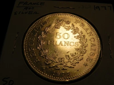 Francia 1977 50 francos gema BU 50F París Hércules (30 gr..900 plata) KM#941,1 Foto 1 de 2
