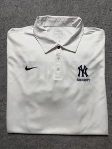 New York Yankees Shirt Mens XL White MLB Baseball Polo Dri Fit Nike Security - Picture 1 of 14