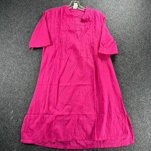 Ralph Lauren Kleid Rosa Baumwolle Medium Freizeit Chambray V-Ausschnitt Plissee - Bild 1 von 9