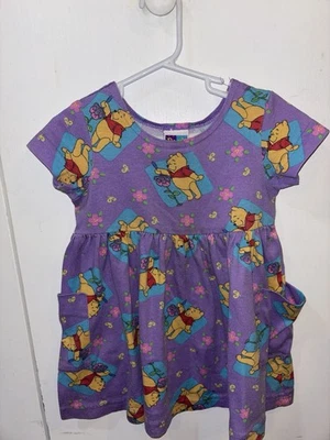 VTG Disney Kids Girls Winnie Pooh Purple Dress Pockets Size 3T Purple Floral - Image 1 of 4