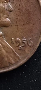 1956 D Lincoln Wheat Cent Die Chip 9 of date - Picture 1 of 3
