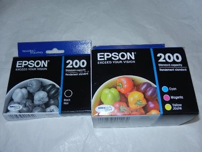 new genuine OEM Epson 200 std black & tri Color Ink Cartridges set EXP 06/26 blk - Image 1 of 4