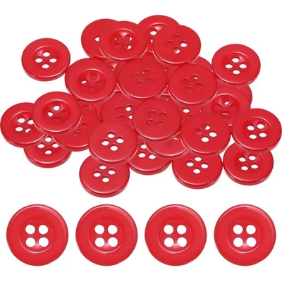 Sewing Buttons [50pcs] - 0.5 Inch/ 12.5mm 20L Resin Craft Buttons - [Red] Foto 1 de 4