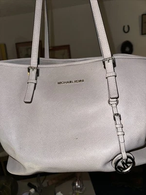 Michael Kors Taupe Saffiano Leather Jet Set Travel Large Tote Shoulder Bag - Image 1 of 4