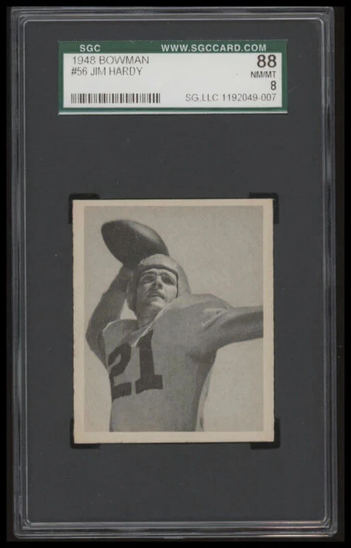 1948 BOWMAN JIM HARDY 56 NRMT-MT RC SGC 8 FOOTBALL LOS ANGELES RAMS - Image 1 of 2