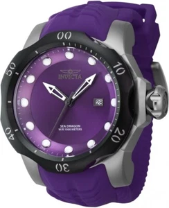 Invicta 45494 Men's 54mm Venom Sea Dragon Black Bezel Purple Dial & Strap Watch - Picture 1 of 2