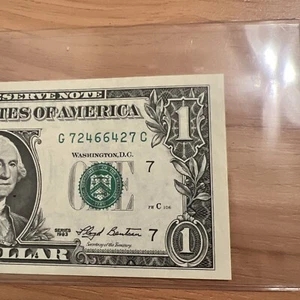 1993 1 dollar bill 72466427 Same Number Reads Forward and Read Backward A7 - Picture 1 of 3