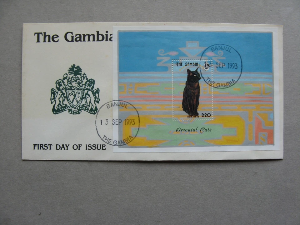 GAMBIA, cover FDC 1993, S/S Burmese cat - Image 1 of 1