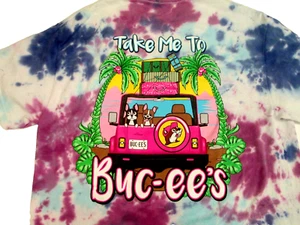 Buc-ee's Tee Shirt Men Medium Take Me To Buc-ee's Tie Dye Two Sided Beaver Logo - Imagen 1 de 6