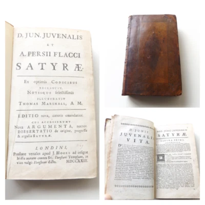 1723 D. JUN. JUVENALIS et A. PERSII FLACCI SATYRAE London LATIN Leather Binding - Image 1 of 4