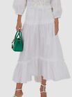$425 Cara Cara Women's White Cotton A Line Poplin High Rise Tisbury Skirt Size 0