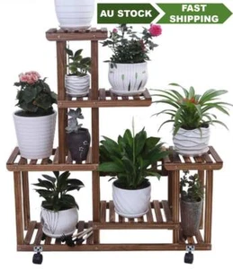 Wooden Plant Stand Shelf Multi-Tier Indoor Outdoor With or Without Wheels 多层实木花架 - Picture 1 of 26