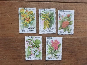VIETNAM 1992 FLOWERS SET 5 USED STAMPS - Picture 1 of 1