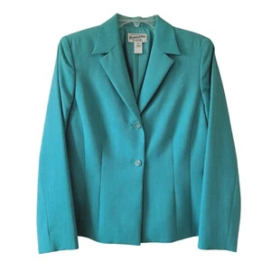 Pendleton Blazer Sz 8 Aqua Blue All Season Wool Single Breasted Career Office - Picture 1 of 9