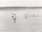 #014 VTG ORG PHOTO BW Beach People in Water, Muscular Guy Abstract Scene