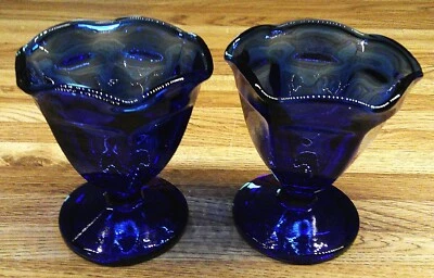 Vintage Anchor Hocking Cobalt Blue 4" Tulip Parfait Glasses/Set Of TWO - Image 1 of 2