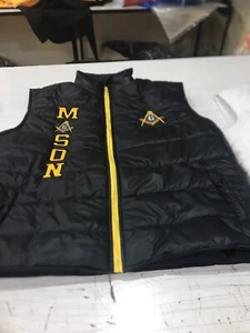 VEST Masonic letterman Vest Masonic Puffer Master Mason Vest Black Pack 3 Pcs - Picture 1 of 9