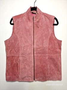 Ruff Hewn Women's Pink 100% Genuine Leather Full Zip Vest Western Lined Size L - Picture 1 of 16