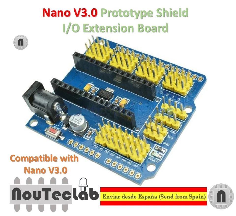 Nano V3.0 Prototype Shield I/O Extension Board Expansion for Arduino - Immagine 1 di 1