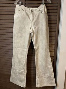 Chicos Beige PLATINUM DENIM Stretch Ultimate Fit Flare Leg Jeans size 1 EUC - Picture 1 of 10