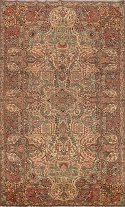 Vintage Ivory/ Rust Floral Anatolian Turkish Rug 7x10 Handmade Room Size Rug - Picture 1 of 20