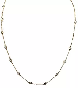 Diamonds by the yards style necklace in sterling silver-gold plated- 7inch - Picture 1 of 6