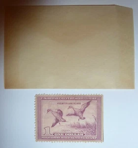 1938 DUCK STAMP Dept. Of Agriculture US One Dollar Tax Hunting Bird - Picture 1 of 2