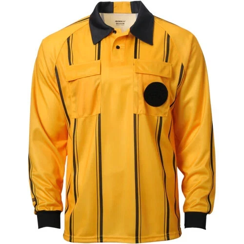 Kwik Goal Adult Unisex Premier Gold Black Long Sleeve Referee Jersey New - Image 1 of 1
