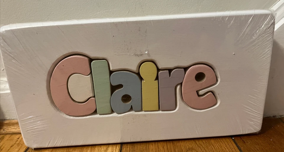 NEW  Childs Name Step Stool Claire Colorful Wood - Image 1 of 1