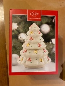 Lenox 7" Holiday Christmas Tree Treat Jar -Original Box and Styrofoam Packaging - Picture 1 of 5