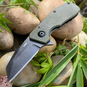 CRKT Razelcliffe Flipper Knife 2.13" Black Stonewashed Wharncliffe Chisel Blade, - Picture 1 of 5