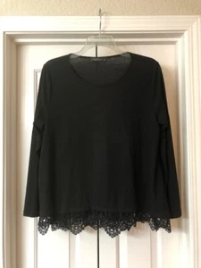 Zanzea Collection Black Long Sleeve Blouse Top w/ Lace On Bottom Size XXL - Picture 1 of 1