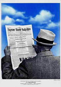 Original vintage poster print LUCERNE DAILY NEWSPAPER 1943 - Bild 1 von 1