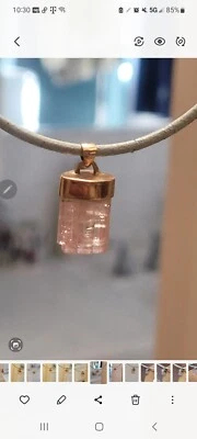 10k Pink Tourmaline  Quartz Stick  Charm Pendant - Image 1 of 4