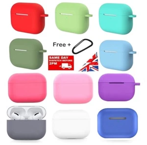 for APPLE AIRPOD 1 2  & PRO CASE SILICONE PROTECTIVE WITH KEYCHAIN, UK SELLER - Picture 1 of 3