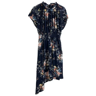 Lucky Brand Dress Womens XS Floral Asymmetrical Midi Boho Sheer - Image 1 of 4