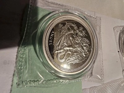 Moneta Argento 2018 1oz - Isola di Man 1 Angelo - Proof - Capsula - come nuova - Immagine 1 di 4