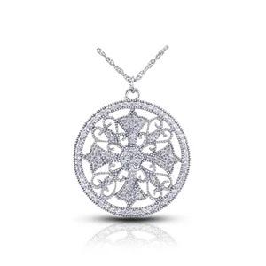 2 ctw E VS1 Rundschliff Erdabbau zertifizierte Diamanten 950 Plat. Anhänger + Kette - Bild 1 von 2