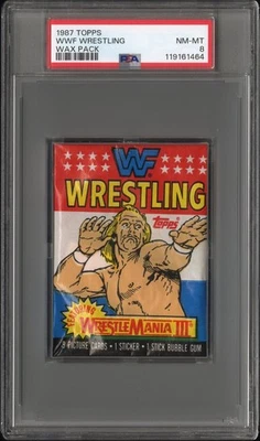 1987 Topps WWF Wrestling Wax Pack PSA 8 NM-MT Hulk Hogan - Image 1 of 2
