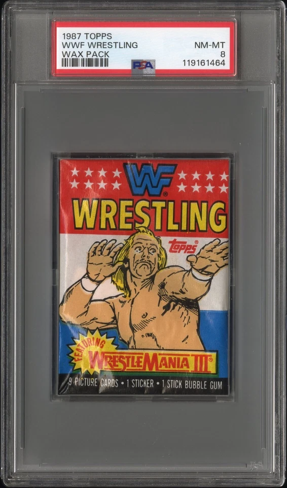 1987 Topps WWF Wrestling Wax Pack PSA 8 NM-MT Hulk Hogan - Image 1 of 2