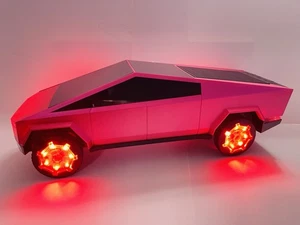 Tesla Pink Cybertruck Shape Bluetooth Portable Speaker W/LED Light USB/AUX/FM - Picture 1 of 8
