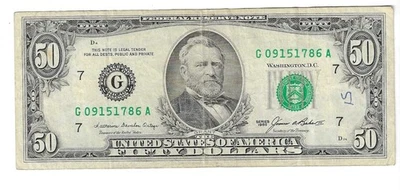 $50 1985 CHICAGO SMALL HEAD FEDERAL RESERVE NOTE LOT 84 - Image 1 of 2