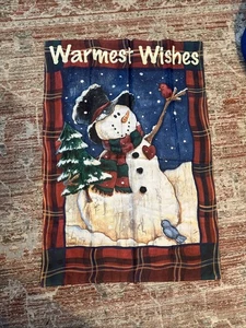 Bandiera da cortile pupazzo di neve Auguri più caldi 40x28 - Foto 1 di 5